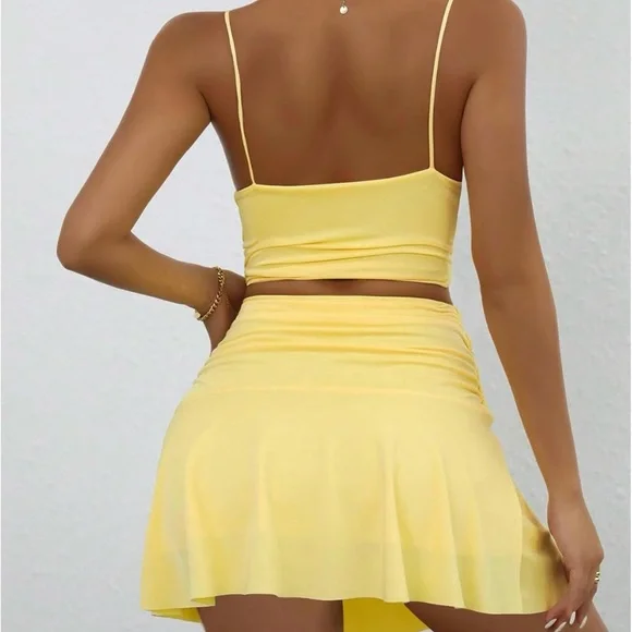 Yellow Women's Two Piece Skirt Set - Picture 2 of 5